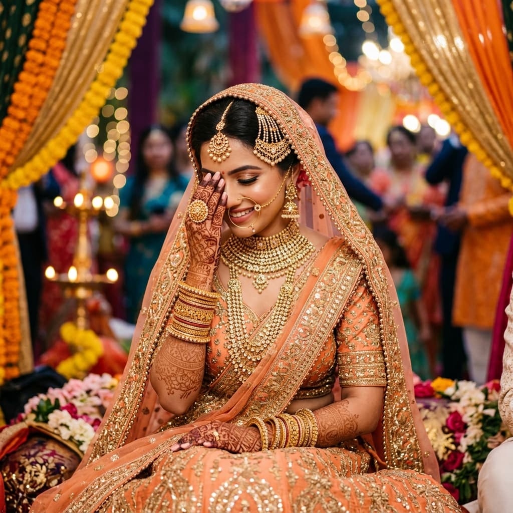Peach Orange Lehenga
